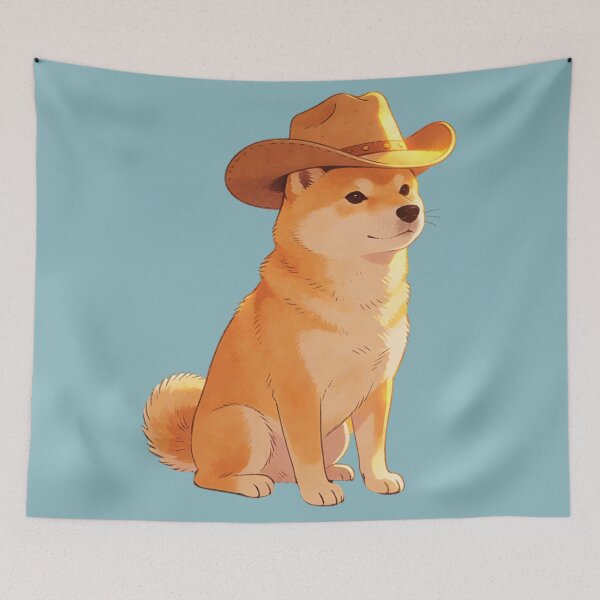 Item preview, Majestic Cowboy Shiba Inu Dog Art - Vintage Aesthetic Sunset Western Puppy designed and sold by Cherrydora.