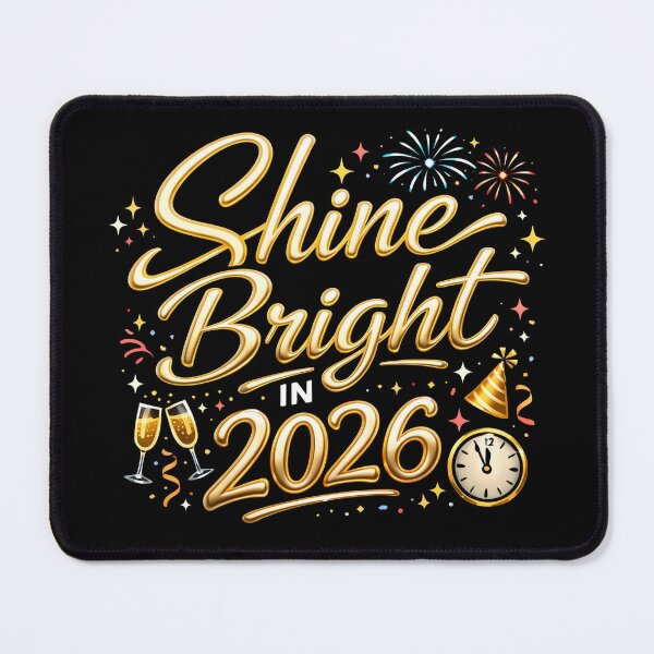Item preview, Shine Bright in 2026 / Golden Typography & Fireworks designed and sold by Glowaria.