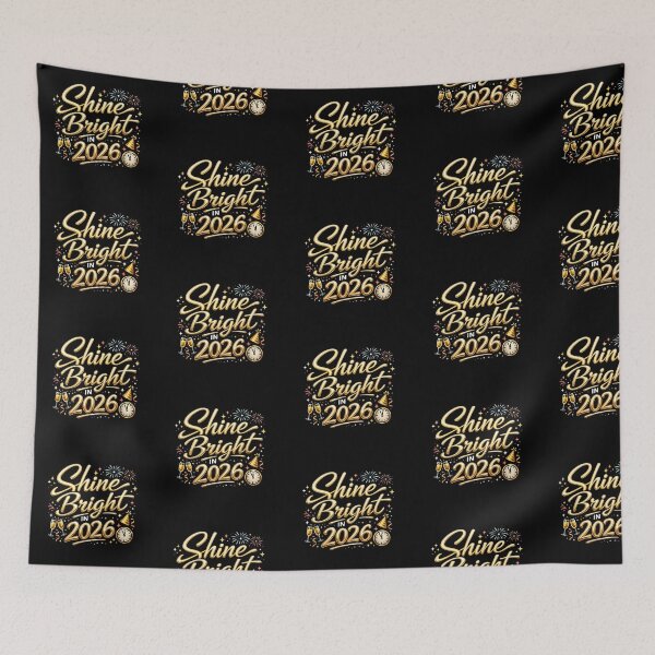 Item preview, Shine Bright in 2026 / Golden Typography & Fireworks designed and sold by Glowaria.