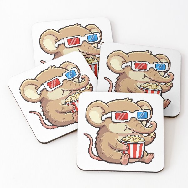 Item preview, Cute baby elephant shrew watching a movie while eating popcorn in a pixel world! designed and sold by Virtual-Studio-Geebaki.