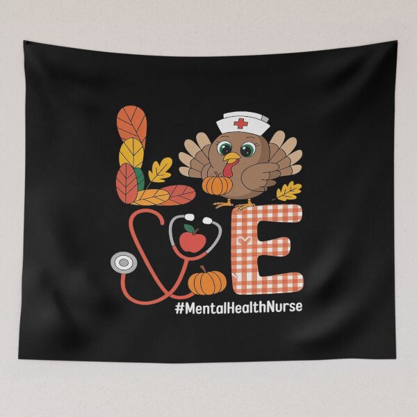 Item preview, Love Turkey Thanksgiving Mental Health Nurse Life Fall Scrub designed and sold by FluoroWave.