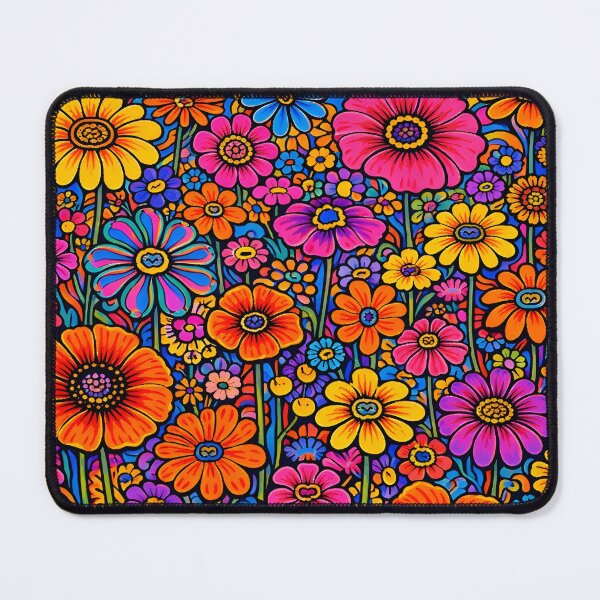 Aperçu de l'œuvre Explosion de fleurs sauvages psychédéliques – Coque de téléphone à motif floral vibrant des années 70 créée et vendue par ChubbyGoong.