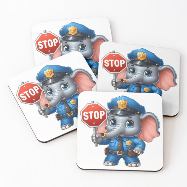 Item preview, Cute Elephant Police Officer with Stop Sign designed and sold by LunaPixelStudio.