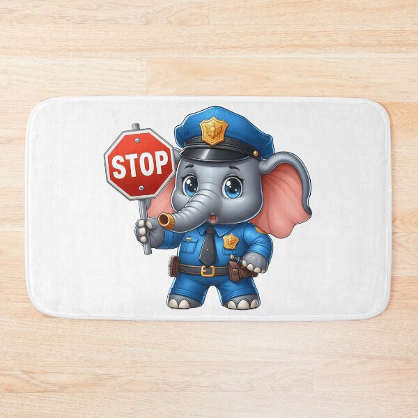 Item preview, Cute Elephant Police Officer with Stop Sign designed and sold by LunaPixelStudio.