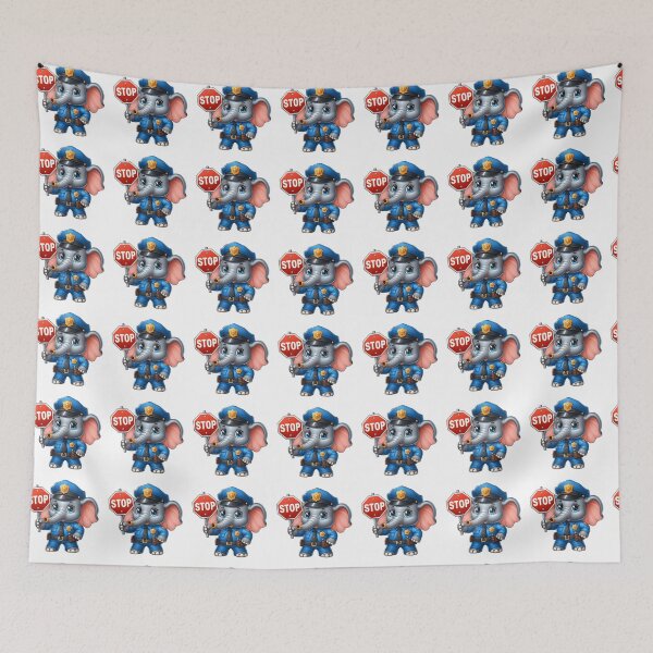 Item preview, Cute Elephant Police Officer with Stop Sign designed and sold by LunaPixelStudio.
