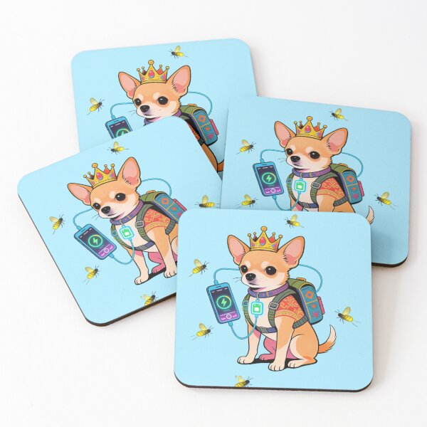 Item preview, The Cyber Royal Chihuahua: Digital Nomad Dog King Charging Up | Neo-Pop Art Vibe designed and sold by Cherrydora.