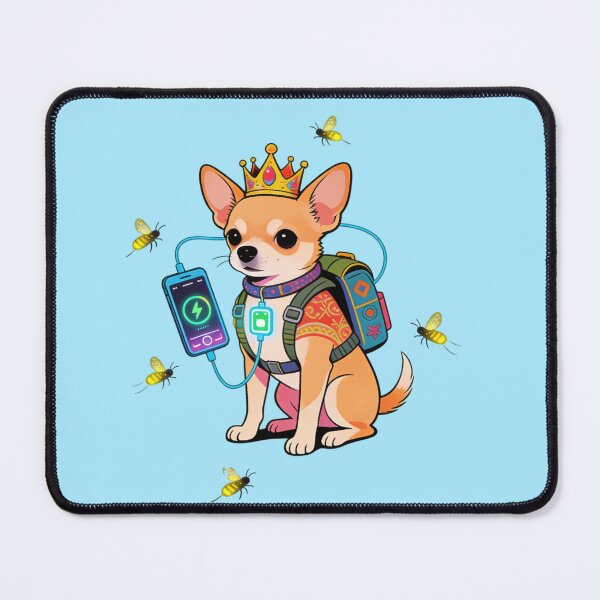 Item preview, The Cyber Royal Chihuahua: Digital Nomad Dog King Charging Up | Neo-Pop Art Vibe designed and sold by Cherrydora.