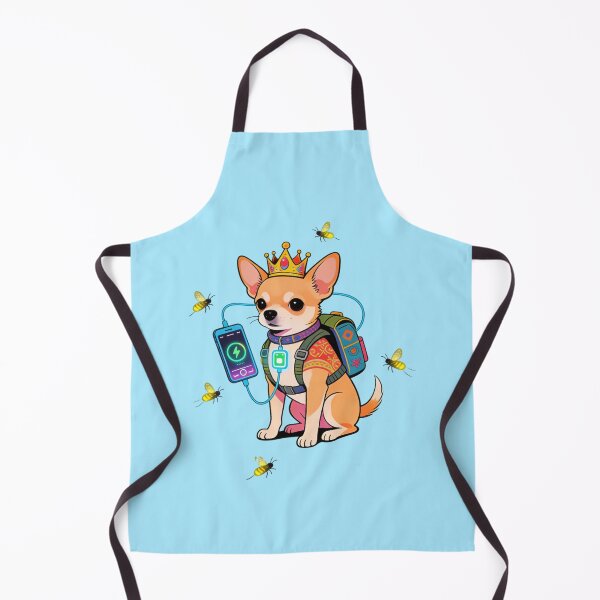 Item preview, The Cyber Royal Chihuahua: Digital Nomad Dog King Charging Up | Neo-Pop Art Vibe designed and sold by Cherrydora.