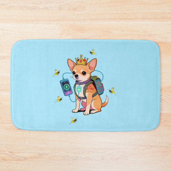 Item preview, The Cyber Royal Chihuahua: Digital Nomad Dog King Charging Up | Neo-Pop Art Vibe designed and sold by Cherrydora.