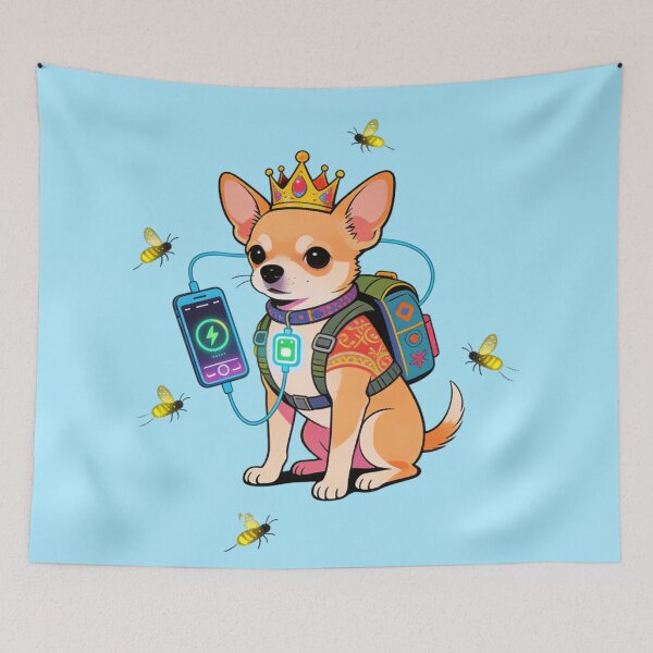 Item preview, The Cyber Royal Chihuahua: Digital Nomad Dog King Charging Up | Neo-Pop Art Vibe designed and sold by Cherrydora.