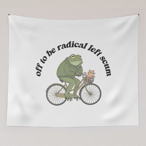Item preview, Off To Be Radical Left Scum - Frog and Cat on Bicycle Resistance - Radical Left Scum Anti trump, Subtle FDT Liberal Resistance designed and sold by Cameliarty.