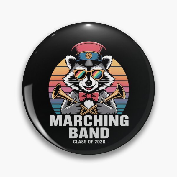 Item preview, Marching Band Vintage Senior Class 2026 Glitch Raccoon designed and sold by Shannon Bosley.