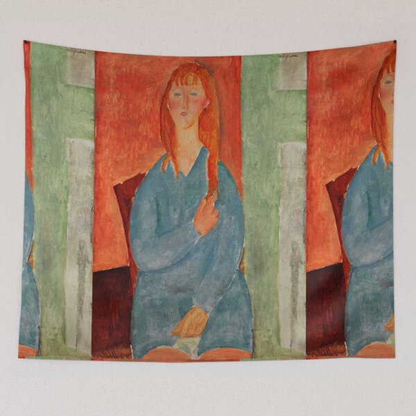 Item preview, Jeune Fille Assise by Amedeo Modigliani: Modernist Portrait Fine Art Print designed and sold by artofuniverse.