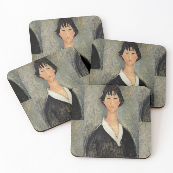 Item preview, Jeune Fille Aux Cheveux Noirs by Amedeo Modigliani: Modernist Portrait Poster designed and sold by artofuniverse.