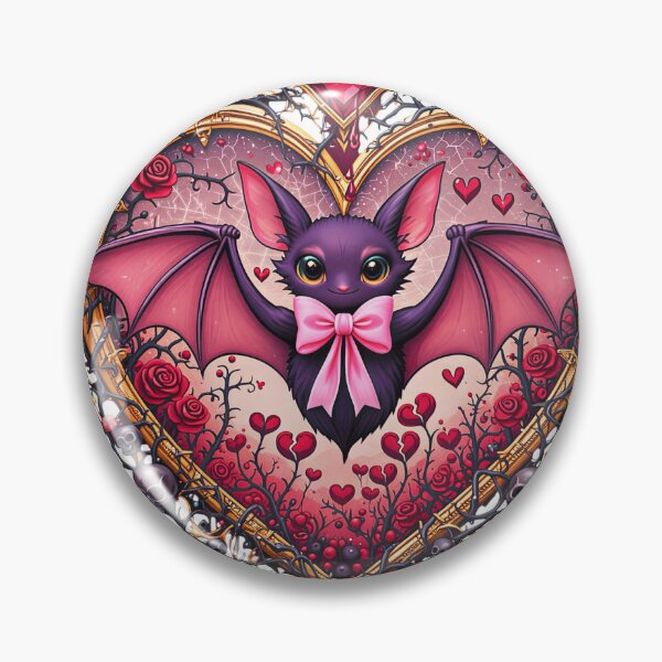 Item preview, Cute Gothic Bat Valentine Heart Roses Skulls Creepy Cute Art designed and sold by AQUILAKREO.