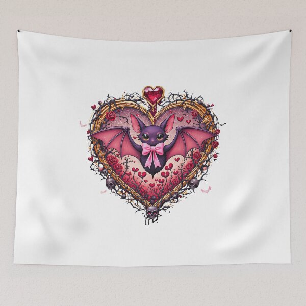 Item preview, Cute Gothic Bat Valentine Heart Roses Skulls Creepy Cute Art designed and sold by AQUILAKREO.