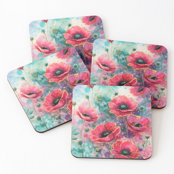 Item preview, Golden Poppy Flowers Watercolor Phone Case – Pink Floral Art with Gold Accents designed and sold by ChubbyGoong.
