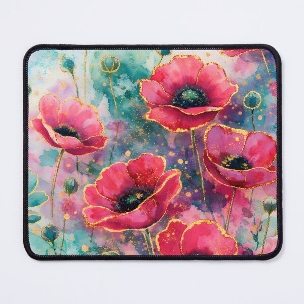 Item preview, Golden Poppy Flowers Watercolor Phone Case – Pink Floral Art with Gold Accents designed and sold by ChubbyGoong.