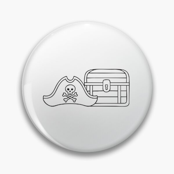 Item preview, A pirate hat with a crossbone symbol lying next to a treasure chest   designed and sold by rasagamastore.