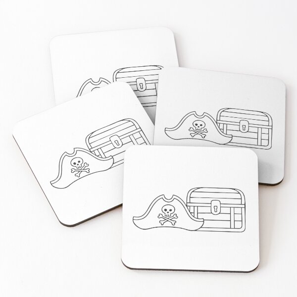 Item preview, A pirate hat with a crossbone symbol lying next to a treasure chest   designed and sold by rasagamastore.