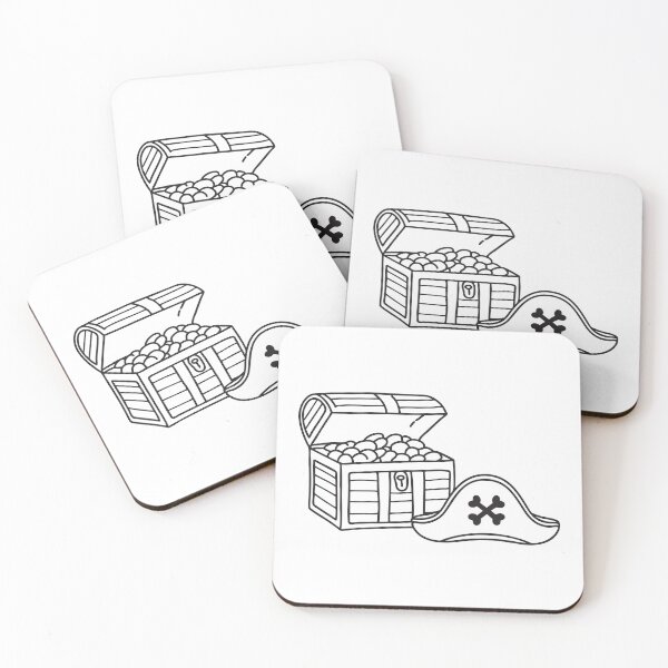 Item preview, A treasure chest placed next to a crossbone pirate hat   designed and sold by rasagamastore.