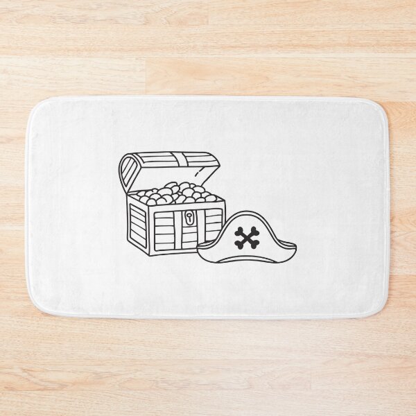 Item preview, A treasure chest placed next to a crossbone pirate hat   designed and sold by rasagamastore.