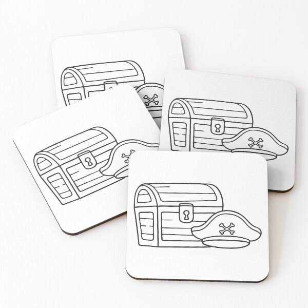 Item preview, A treasure chest beside a pirate hat with lock slightly broken   designed and sold by rasagamastore.