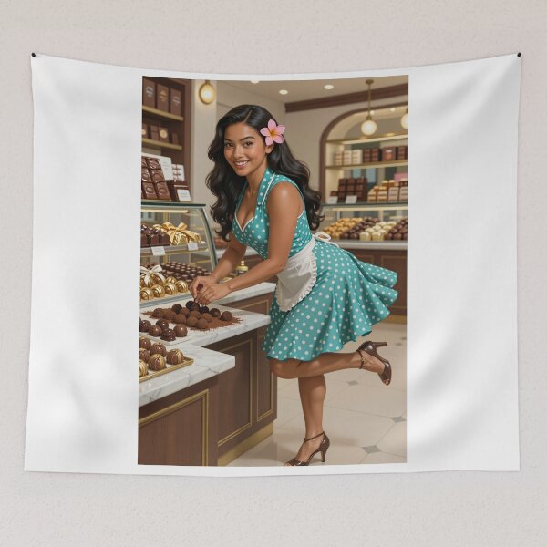 Item preview, Shanti shopkeeper arranges truffles with grace designed and sold by CathryneDelamort.