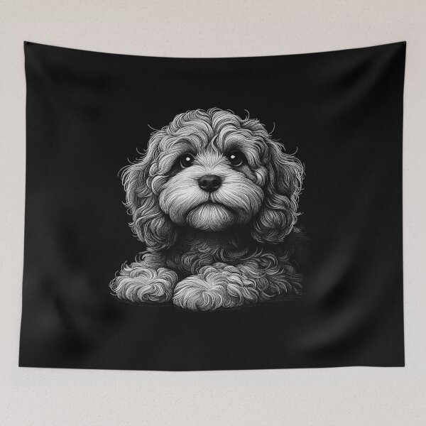 Item preview, Cavapoo Dog Face Art Sketch Design for Mom Dad Kids designed and sold by SALI MANI.
