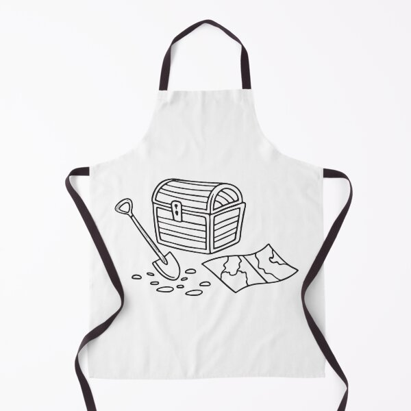 Item preview, A treasure chest next to a cracked shovel and a nearby map designed and sold by rasagamastore.