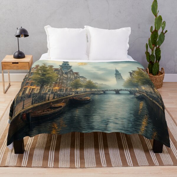 Item preview, Nostalgic Watercolor Cityscape – Quiet Amestrdam Scene designed and sold by DreamyArtStudio70.