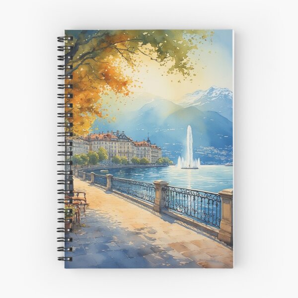 Item preview, Geneva Dream – Lake Geneva & Jet d’Eau in Soft Watercolor designed and sold by DreamyArtStudio70.