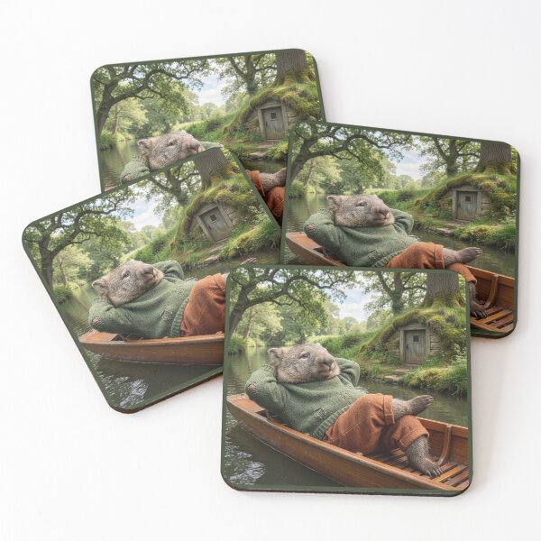 Item preview, Wombat Daydreaming in a Punt on a River designed and sold by Tridentulus.