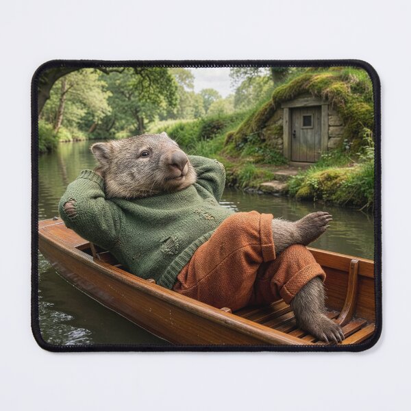 Item preview, Wombat Daydreaming in a Punt on a River designed and sold by Tridentulus.