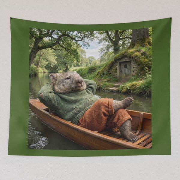 Item preview, Wombat Daydreaming in a Punt on a River designed and sold by Tridentulus.