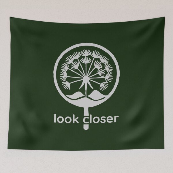 Item preview, Magnifying Dandelion Silhouette, Light Grey on Forest Green designed and sold by nikoart001.