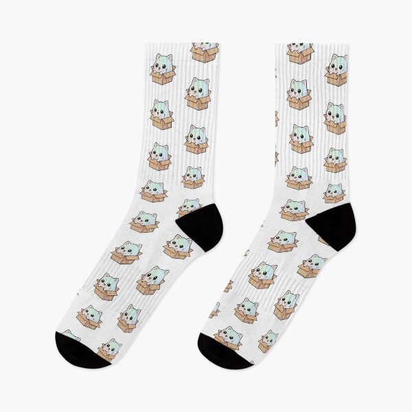 Item preview, Cute Kawaii Cat in Box Illustration ?? | Pastel Aesthetic Kitty Art for Stickers, T-Shirts & POD designed and sold by CozyPops.