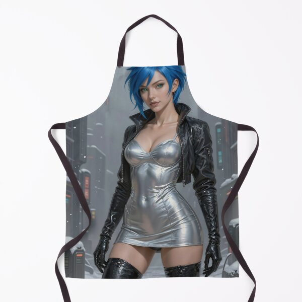 Item preview, Cipher Blue Hair Cyberpunk Girl in Snowy Street designed and sold by CathryneDelamort.