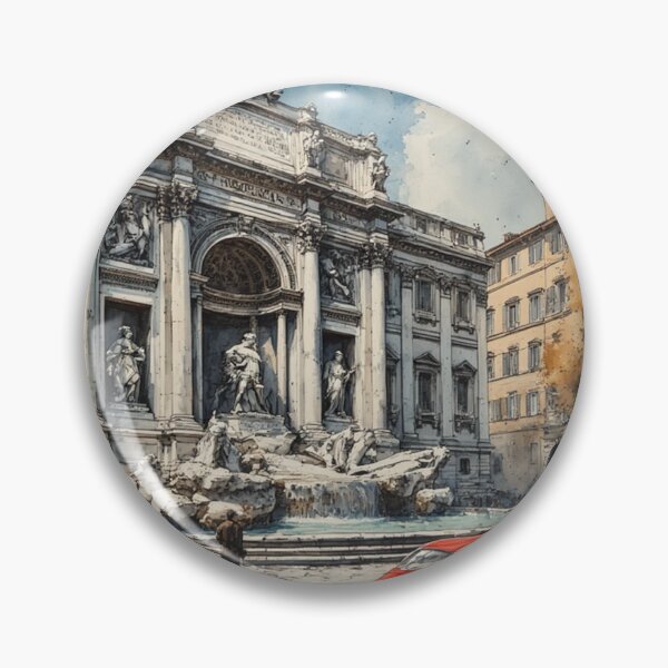 Artikelvorschau, Aquarell- und Tuschemalerei Fontana di Trevi entworfen und verkauft von DreamyArtStudio70.