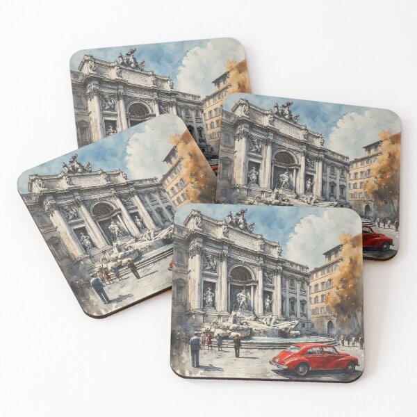 Item preview, Watercolor and ink wash Fontana di Trevi painting designed and sold by DreamyArtStudio70.