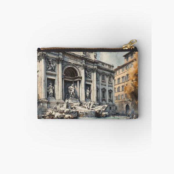 Item preview, Watercolor and ink wash Fontana di Trevi painting designed and sold by DreamyArtStudio70.