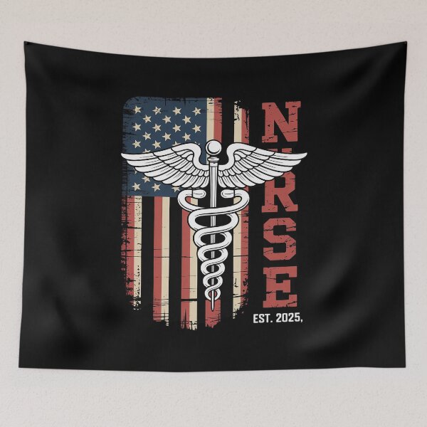 Item preview, Nurse Est 2025 - Patriotic Nursing School RN USA Flag  designed and sold by VerseFarm.