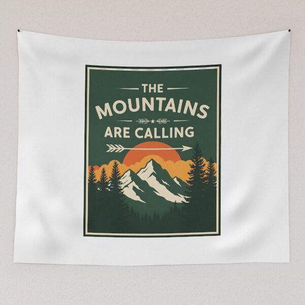 Item preview, The Mountains Are Calling - Vintage National Park Style Poster Art designed and sold by Latikshop.