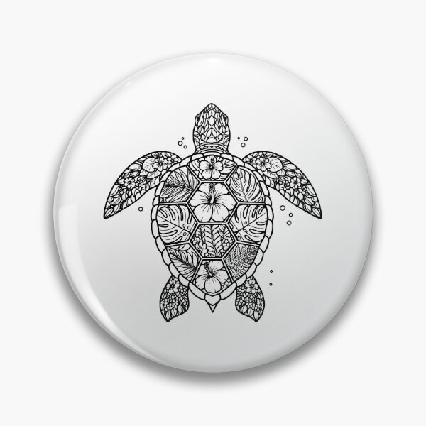 Item preview,  Floral Sea Turtle Mandala Zentangle Boho Line Art designed and sold by zoughlal.