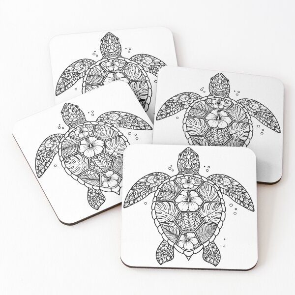 Item preview,  Floral Sea Turtle Mandala Zentangle Boho Line Art designed and sold by zoughlal.