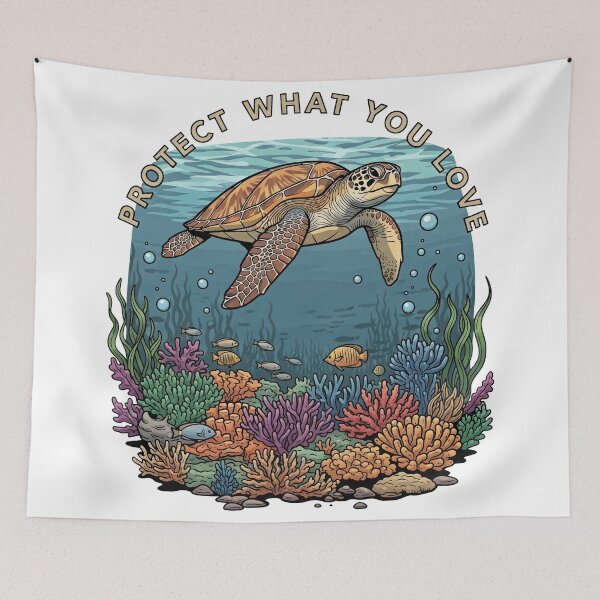 Item preview,  Protect What You Love Sea Turtle Coral Reef Scuba designed and sold by zoughlal.