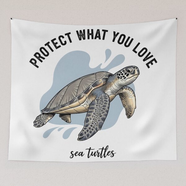 Item preview,  Protect What You Love Watercolor Sea Turtle Painting designed and sold by zoughlal.