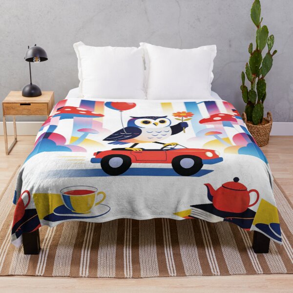 Item preview, Whimsical Owl Driving Retro Car Art | Mid-Century Modern Pop Art Fantasy Forest designed and sold by Cherrydora.