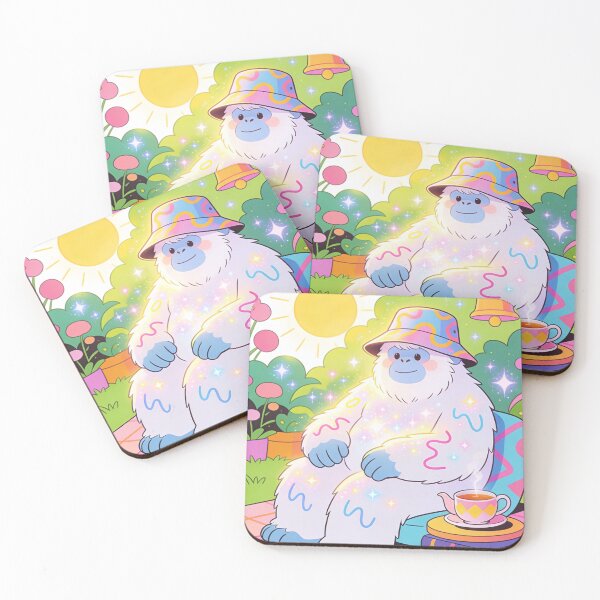 Item preview, Sparkly Groovy Yeti Relaxing | Kawaii Cryptid Tea Time Aesthetic designed and sold by Cherrydora.