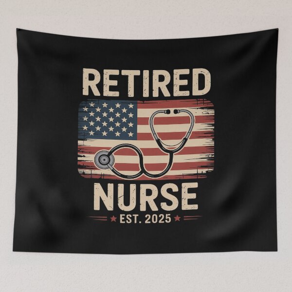 Item preview, Retired Nurse 2025 Flag Stethoscope Vintage Nurse Retired  designed and sold by MyzoToyota.